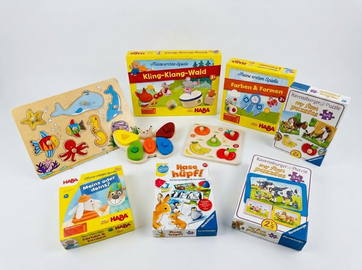 Motorik- & Spielekiste ab 2 Jahren mieten | HABA, Ravensburger & Holzspielzeug